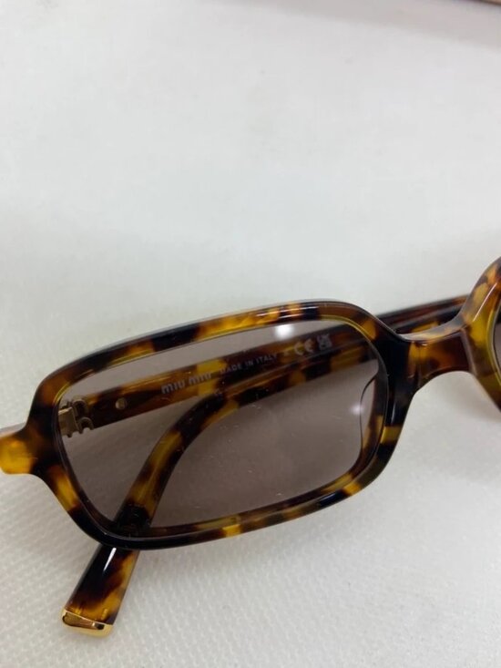 New Miu Miu SMU 11Z Tortoise Rectangle Sunglasses - Brown/Gold main image 6